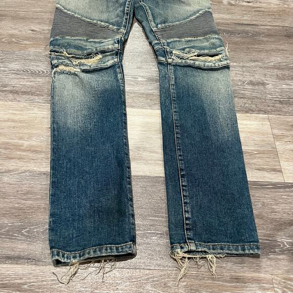 Balmain Moto Style Denim Jeans Size 31 - Picture 3 of 9